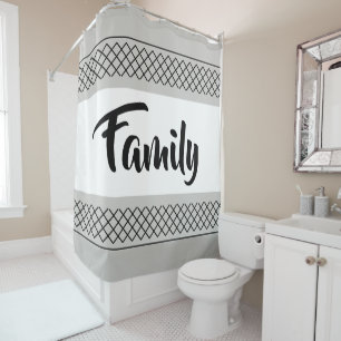 Family Grey Shower Curtain