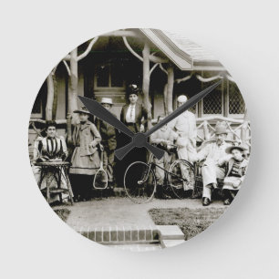Family Group, c.1900 (b/w photo) Round Clock