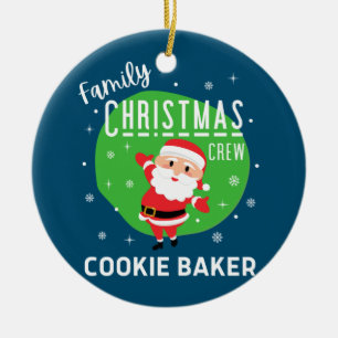 Family Group Christmas Party Pyjamas Cookie Baker Ceramic Tree Decoration