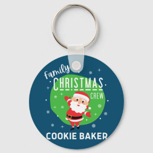 Family Group Christmas Party Pyjamas Cookie Baker Key Ring