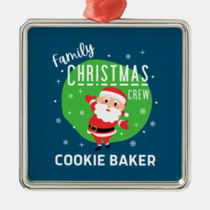 Family Group Christmas Party Pyjamas Cookie Baker Metal Tree Decoration