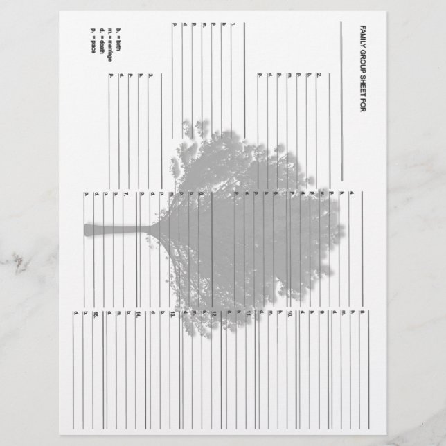 Family Group Sheet Paper (Front)