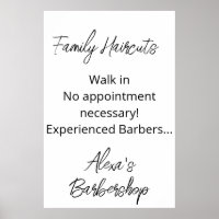 Family Haircuts Walk in Barbershop Salon Poster