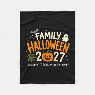 Family halloween 2027 funny pumpkin ghost spooky fleece blanket