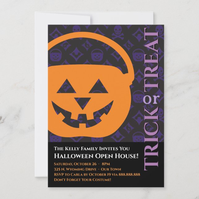 Family Halloween, Bold Pumpkin Invitation (Front)