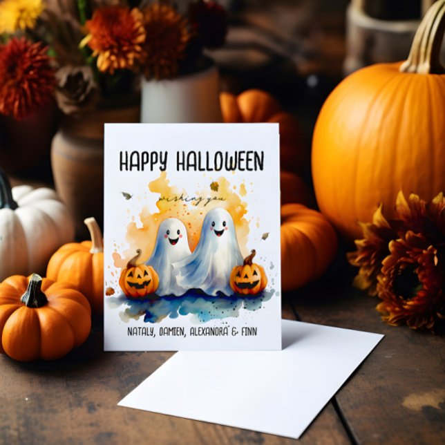 Family Halloween Greeting Card Ghosts and Pumpkins (Creator Uploaded)
