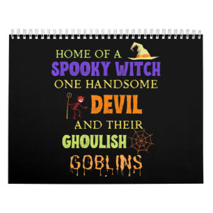 Family Halloween Quote With Witch Devil Spider Web Calendar