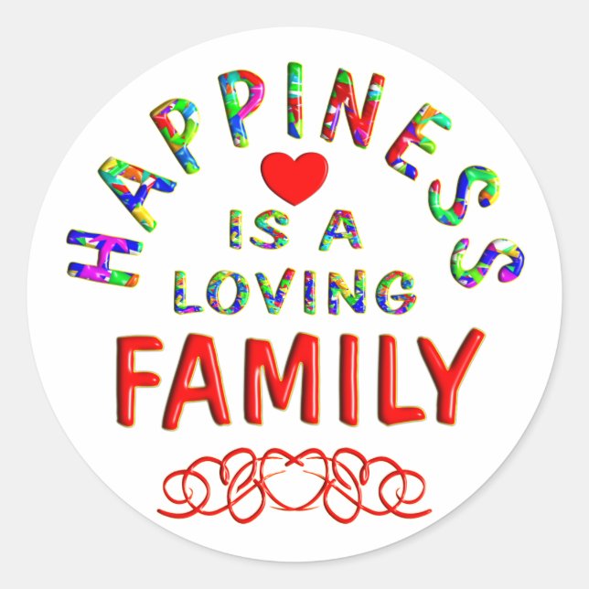 Family Happiness Classic Round Sticker (Front)
