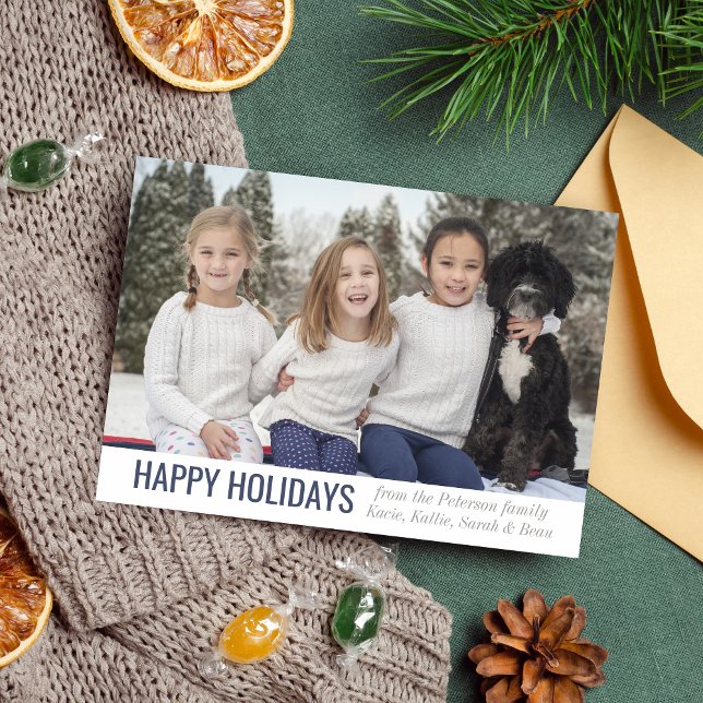 Family Happy Holidays Christmas Photo Card (Creator Uploaded)