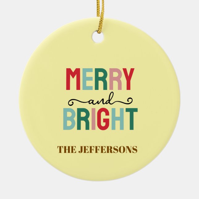 Family Happy New Year Merry Christmas Ceramic Tree Decoration (Front)