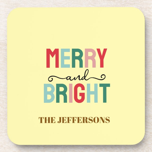 Family Happy New Year Merry Christmas Coaster (Front)