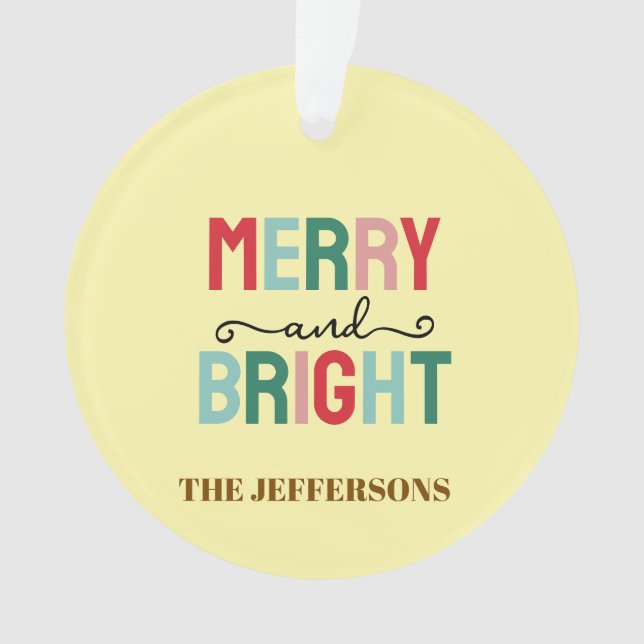 Family Happy New Year Merry Christmas Ornament (Front)