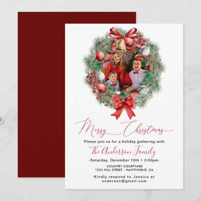 Family happy  your Photos frame Christmas Party In Invitation (Front/Back)