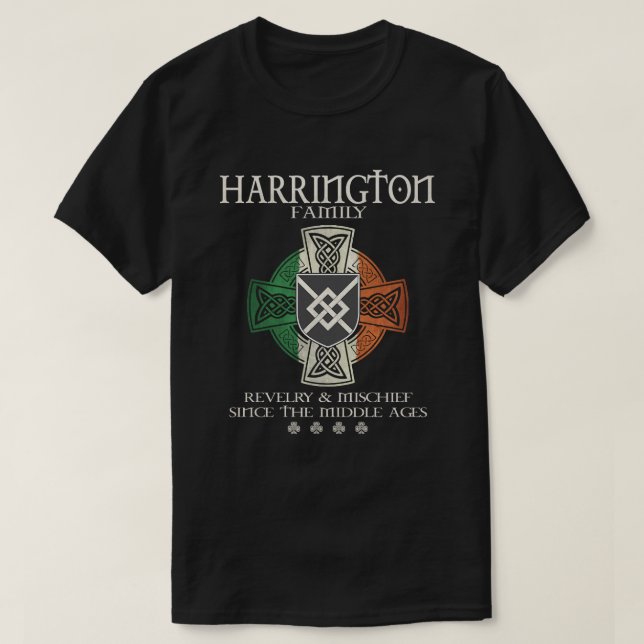 Family Harrington arm Ireland Irish Celtic cross T-Shirt (Design Front)