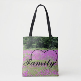Family Heart and wildflowers Tote Bag
