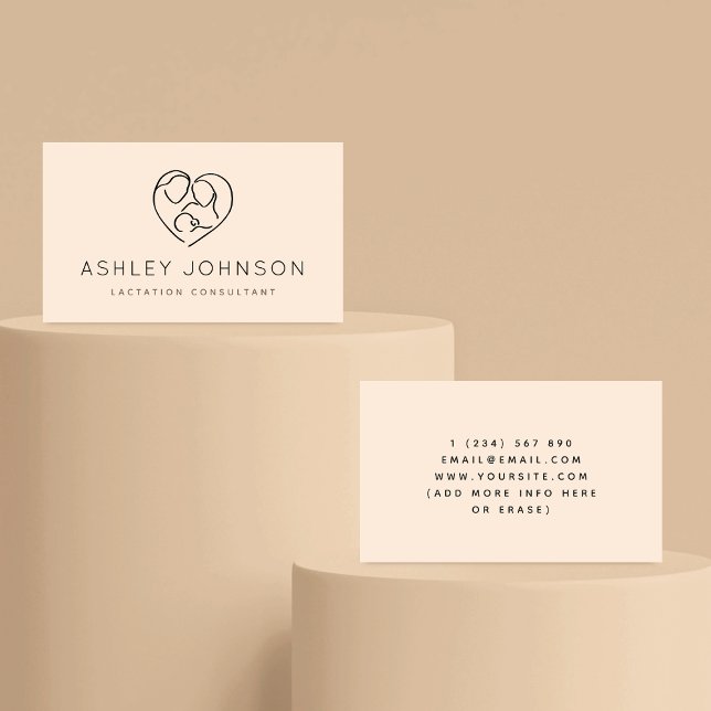 Family Heart Logo Lactation Breastfeeding Expert Business Card (Creator Uploaded)