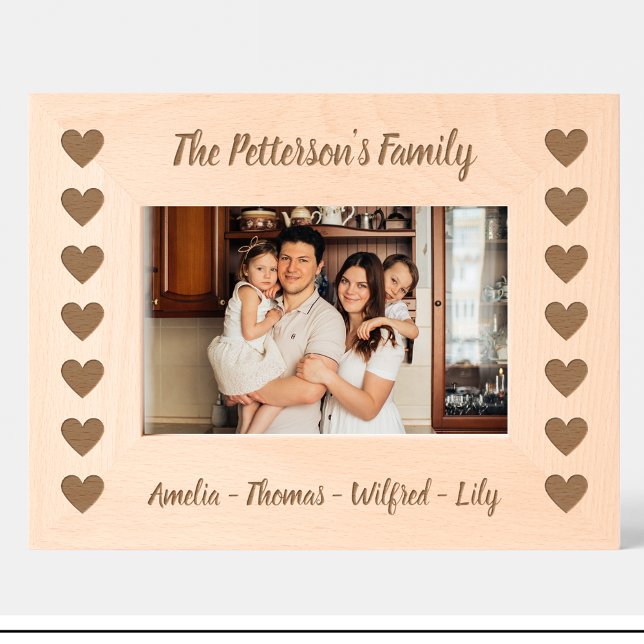 Family Heart Pattern Custom wooden photo frame (Creator Uploaded)