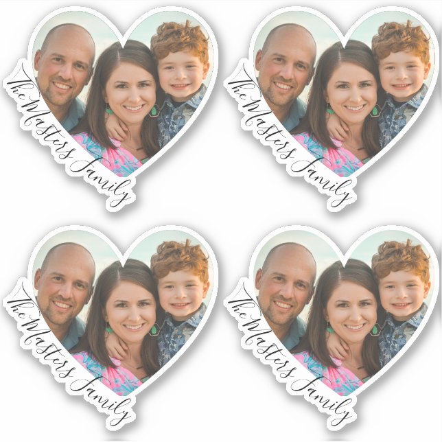 Family Heart Photo Elegant Sweet Script (Front)