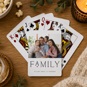 Family Heart Typography White Photo Playing Cards