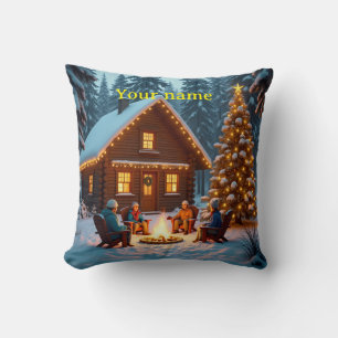Family Holiday Bonfire Cushion