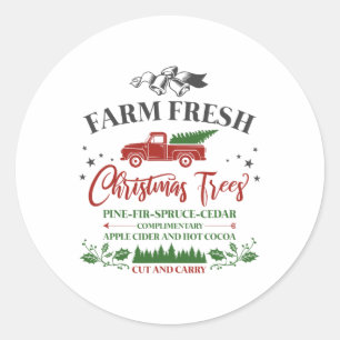 Family Holiday Vintage Farm Fresh Christmas Trees  Classic Round Sticker