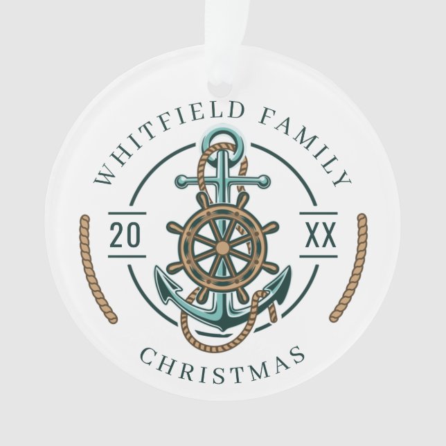Family Holidays Nautical Keepsake Christmas Ornament (Front)