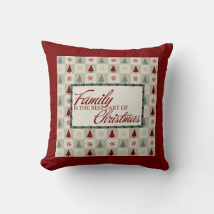 Family Home Decor with Retro Trees and Typography Cushion