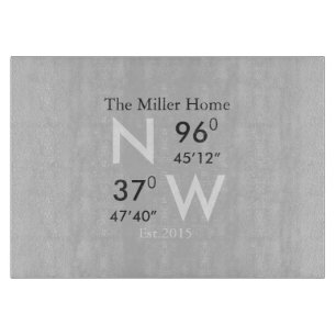 Family Home GPS Coordinates Glass Cutting Board