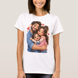 Family hug 3D cartoon T-shirt
