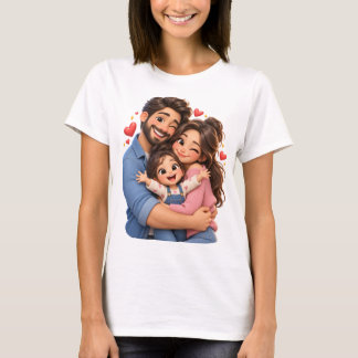 Family hug 3D cartoon T-shirt
