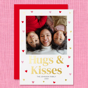 Family Hugs & Kisses Love Valentine Red Gold