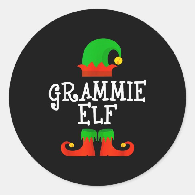 Family I'm The Grammie Elf Christmas Matching Paja Classic Round Sticker (Front)