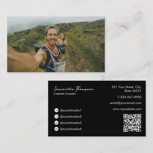 Family Influencer Vlogger Influencer Full Photo  Business Card (Front/Back)