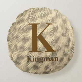 Family Initial Duck Feather Nature Photo Monogram Round Cushion