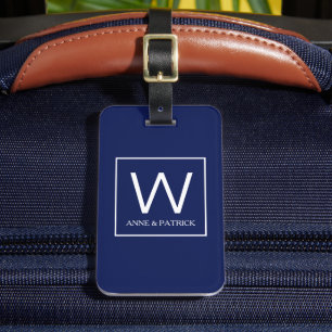 Family Initial Monogram Couple Names Luggage Tag
