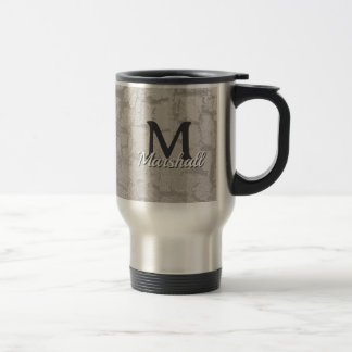 Family Initial Monogram Tree Bark Photo with Name Travel Mug