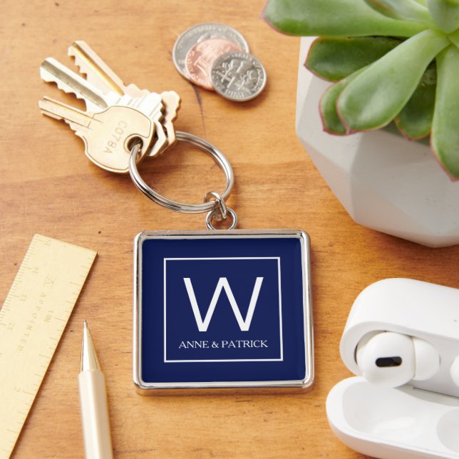 Family Initial Monogrammed Couple Names  Key Ring (Desk)