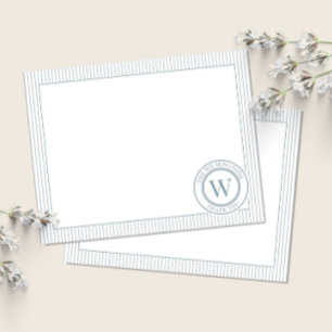 Family Initial Ocean Green Stripes Thank You Card