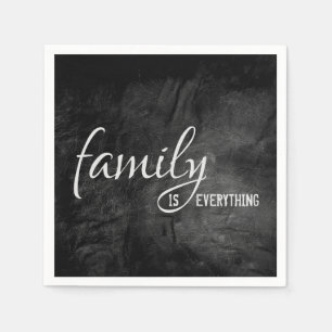 Family Inspirational Quote on Black Leather Napkin