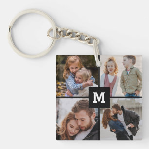 Family Instagram Photo collage 4 photos MONOGRAM Key Ring