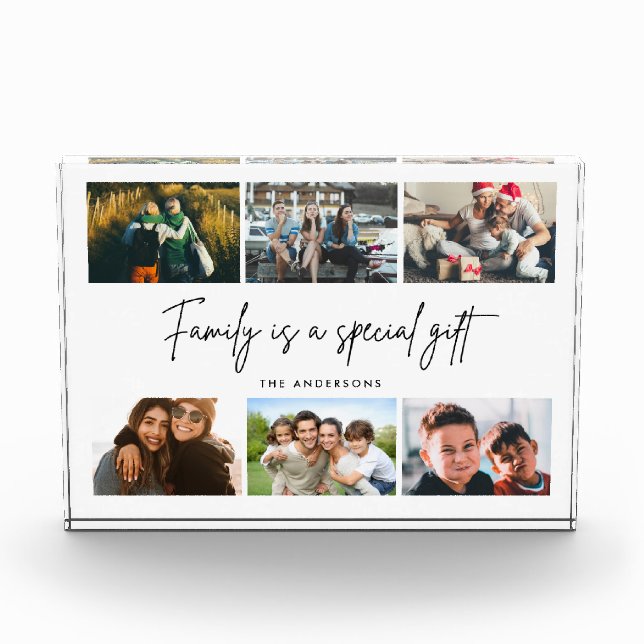Family is a Special Gift Quote Photo Collage Block (Front)