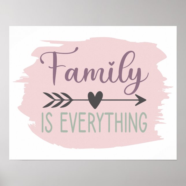 Family is Everything Colour Editable Brush Stroke Poster (Front)