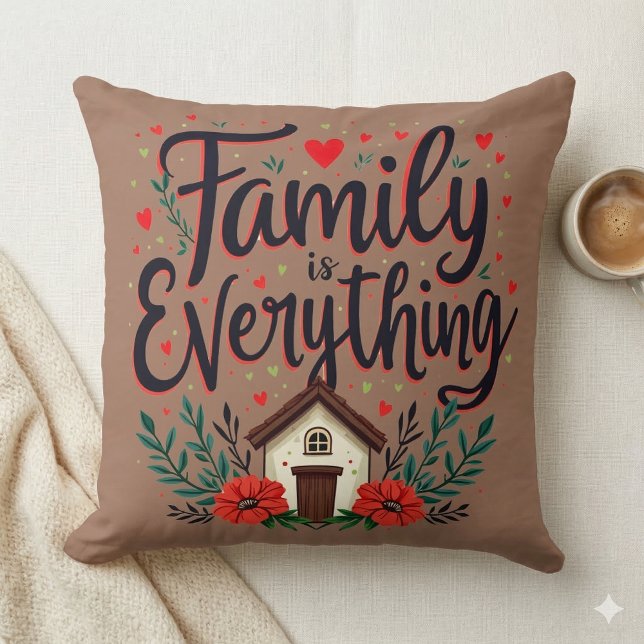 Family is Everything Cottagecore Cushion (Family is Everything Cottagecore Throw Pillow )