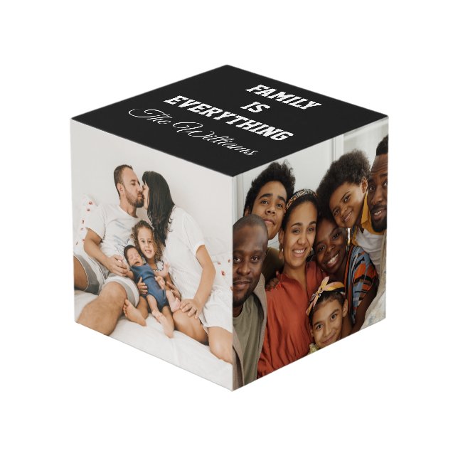 Family is everything Custom Family Photos & Name C Cube (Front Angled)