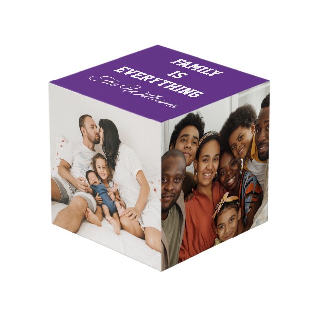 Family is everything Custom Family Photos & Name C Cube (Front Angled)
