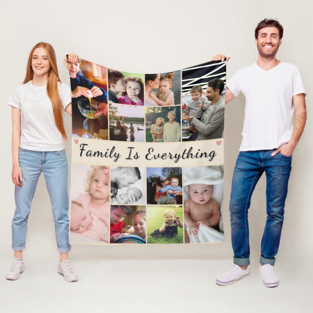 Family Is Everything – Custom Photo Fleece Blanket (In Situ)