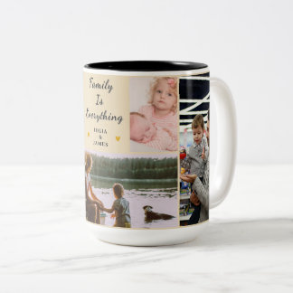 Family Is Everything – Personalised 5-Photo Custom Two-Tone Coffee Mug