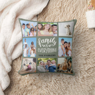 "Family is Everything" Personalised Photo Collage Cushion