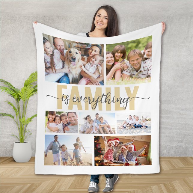 Family Is Everything Photo Collage Fleece Blanket (Creator Uploaded)