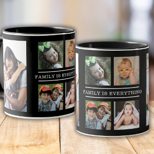 Family Is Everything Quote 6 Photo Collage Black Mug